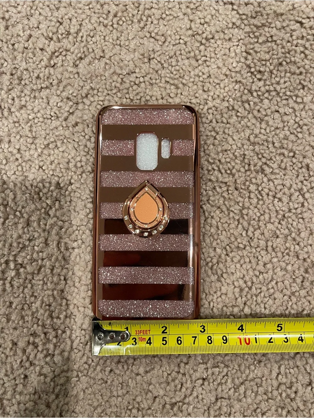 Rose Gold Striped Glitter Phone Case For Samsung Galaxy S9